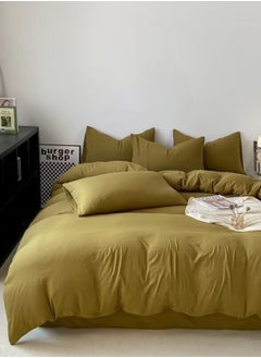 Buy Queen Size 6 piece Bedding Set Without Filling, Washable Cotton Khaki Color. in UAE