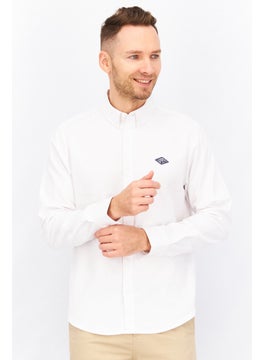 اشتري Men Regular Fit Long Sleeve Brand Casual Shirt, White في السعودية