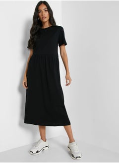 Buy Pleated T-Shirt Midi Dress in Saudi Arabia