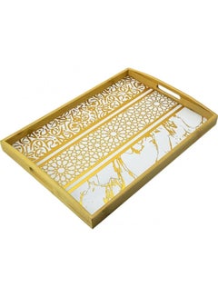 Buy A luxuriously decorated wooden rectangular serving tray, large size in Saudi Arabia