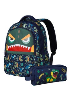 اشتري Kids 16 Inch School Bag With Pencil Case Combo Dino - Green في السعودية