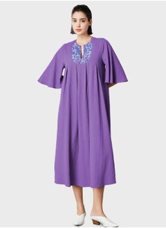 Buy Embroidered Pleated Kaftan in UAE