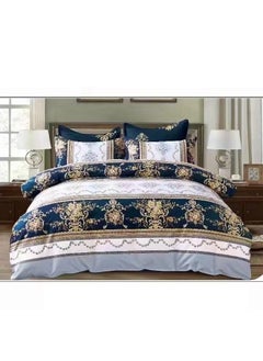 Buy 6 pcs King Size Duvet Cover Set, fitted bedsheet Comforter Cover, Bedding with Zipper Closure in UAE