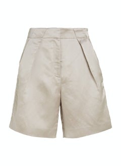 Buy Women's Relaxed Viscose Linen Shorts -  linen viscose satin, Beige in UAE