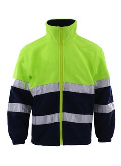 Buy High Visibility Fleece Safety Jacket Reflective Winter Hi-Vis Workwear Jacket Green in UAE