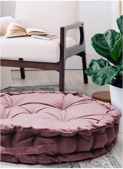 Buy Home Town Plain Micro Fiber Round Pink Metallic Floor Cushion60X60Cm in Saudi Arabia