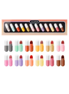 Buy Women's Mini Lipstick Set  12 Colors Capsule Matte Lipstick  Pill Shape Lipstick  Waterproof Long Lasting Mini Capsule Velvet Lipstick Set (12PCS) in Saudi Arabia