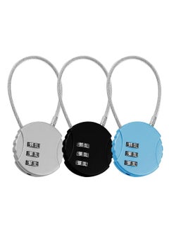 Buy 3 Pack Combination Lock 3 Digit Outdoor Safety Waterproof Padlock for School Gym Locker, Sports Locker, Fence, Toolbox, Gate, Case, Hasp Storage, Easy to Set Own Combo (Black, Silver, Bluer) in Saudi Arabia