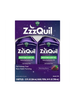 Buy Sleep Aid Nighttime Sleep Aid Liquid 50 Mg Diphenhydramine Hcl Fall Asleep Fast Nonhabit Forming Warming Berry Flavor 12 Fl Oz X 2 Twin Pack in UAE