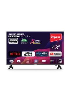 اشتري 43 Inch Full HD Smart Android LED TV With Free  Wall Mount - Frame Less Design, Quad Core Processor, Mirror Cast And E-Share, HDMIUSB Wi-Fi Input, Netflix, YouTube, Disney+, Apple TV+, Starz Play Ar في الامارات