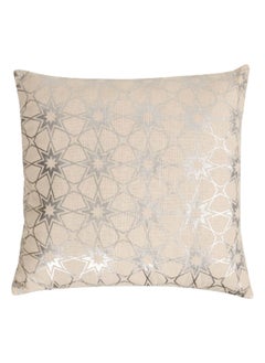 Buy Shirin Foil Printed Filled Cushion, Ivory & Silver - 40x40 cm in UAE