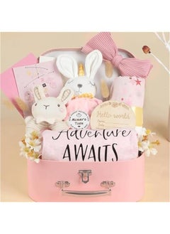 اشتري Baby Shower Gifts Basket Baby Gift Set for Newborns New Born Baby Girls Gift Set Pink Baby Gift Basket with Baby Rattle Swaddle Blanket Decision Coin Security Blanket Gender Reveal Gifts for Baby Gir في السعودية