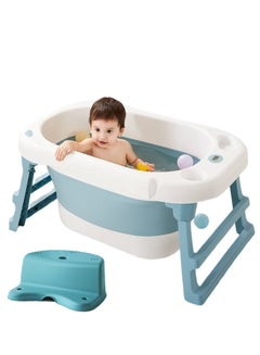 Buy Baby Bath Tub with Seat & Thermometer, Portable Travel Collapsible Baby Bathtub with Drain Hole, Durable Foldable Infant Bathtub Newborn to Toddler in UAE