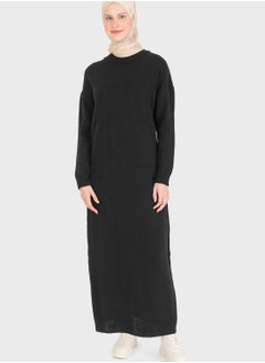 Buy Round Neck Knitted Dress in UAE