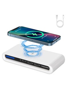 Buy Portable Wireless Charger 4-in-1 Multiport Wireless Charger Qc3.0 Fast Charge Dual USB Wireless Charger Home Trave Desktop Mobile Phone Wireless Charger Power Bank Compatible with iOS/Android in UAE