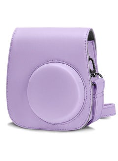 Buy Pu Leather Camera Case Compatible With Fujifilm Instax Mini 11 Instant Camera With Adjustable Strap And Pocket (Purple) in UAE