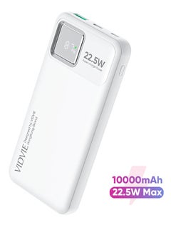 Buy High Performance Portable PowerBank Dual Output/input - Vidvie PB767 LED digital screen - 10000 mAh Power Bank - White in Egypt