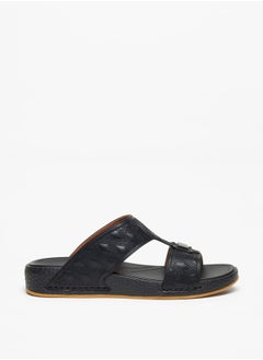 Buy Men's Quilted Slip-On Arabic Sandals with Buckle Accent in UAE