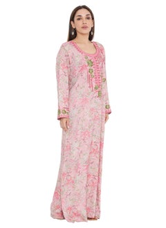 Buy HIGH QUALITY VISCOSE JALBIYA WITH MULTICOLOR THICK THREAD EMBROIDERY ARABIC KAFTAN JALABIYA DRESS in Saudi Arabia