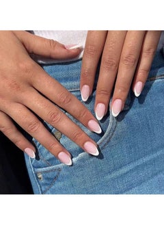 Buy Simple White Short Fake Nails 24Pcs in Saudi Arabia