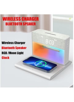 Buy N102 Wireless Mobile Phone Charger Bluetooth Speaker RGB Light Height Adjustable Visable Music Rhythm Time Display Good Bass Effect Performance in Saudi Arabia