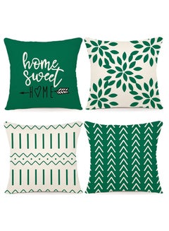 اشتري Throw Pillow Cover, Modern Sofa Decorative Pillow Covers 18x18 Set of 4, Outdoor Linen Fabric Pillow Case for Couch Bed Car Home Sofa Couch Decoration 45x45cm (Green, 18x18,Set of 4) في السعودية