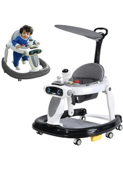 Buy Baby Walker for Boys and Girls with Adjustable Height and Removable Footrest,Foldable Baby Walker with Wheels,Sunshade,Rocking Function & Music,Anti-O-Legged and Anti-Fall,for Baby 6-18 Months in Saudi Arabia