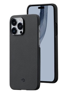 اشتري MagEZ Case for iPhone 14 Pro Compatible with MagSafe, Slim & Light iPhone 14 Pro Case 6.1-inch with a Case-Less Touch Feeling, 600D Aramid Fiber Made [MagEZ Case 3 - Black/Grey(Twill)] في الامارات