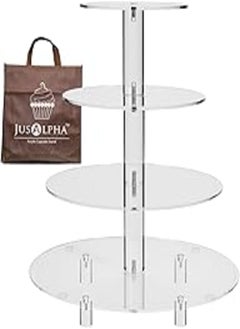 Buy Jusalpha® Large 4 Tier Acrylic Glass Round Cake Stand-cupcake Stand- Dessert Stand-Tea Party Serving Platter-Candy Bar Party Décor, With Rod Feet (4RF) in Egypt