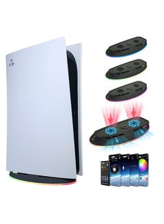 Buy PS5 Cooling Fan Stand with RGB Light 2 Speed Fans Lights Up Cooling Station with IR Remote APP Smart Control DIY Decoration Game Console Cool Fan Accessories for PlayStation 5 Black in UAE