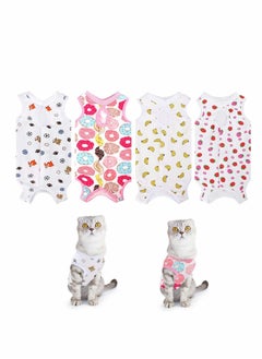 Buy 4 PCS Cat Recovery Suit Cat Surgery Recovery Suit Kittens Physiological Clothes Cotton Breathable Cat Clothes for Abdominal Wounds or Skin Diseases - M in UAE