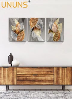 Buy Set Of 3 Framed Canvas Wall Arts,Abstract Leaves Pattern Canvas Wall Art For Living Room,Modern Office Wall Pictures Bathroom Home Decorations,30x40cm in Saudi Arabia