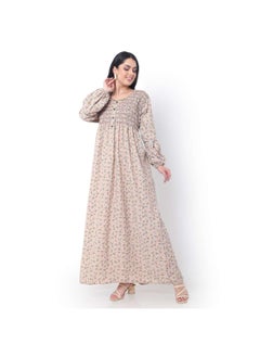 Buy SMOKING DESIGN WITH FLORAL PRINT RAYON ARABIC JALABIYA KAFTAN in UAE