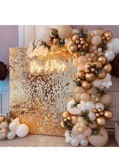 Buy Shimmer Wall Backdrop, 24PCS Rainbow Square Sequins Shimmer Backdrop Decoration Panels, Photo Backdrops for Baby Shower Mermaid Unicorn Birthday Anniversary Wedding Decoration(Champagne) in UAE