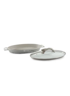 اشتري Shallow Fish Frying Pan With lid , Granite Coating Non Stick Oval Frying pan - Fish Pan في الامارات