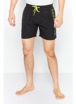 Buy Men Brand Logo Board Shorts Swimwear, Black in UAE