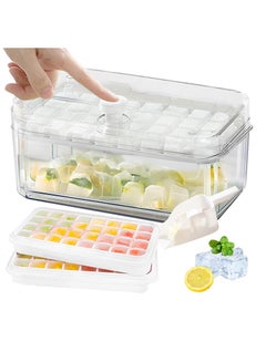 Buy YumLock Ice Cube Tray with Lid and Bin, Set of 2 BPA Free Ice Cube Trays for Freezer, 64 Cubes Total, White in Saudi Arabia