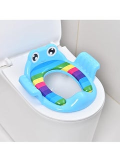 Buy Potty Training Seat Kids and children, Non-Slip Splash Resistant Comfortable Potty Training Seat Trainer with Handles and Backrest Portable Toddler Toilet Potty Training Seat Pads(Blue) in UAE