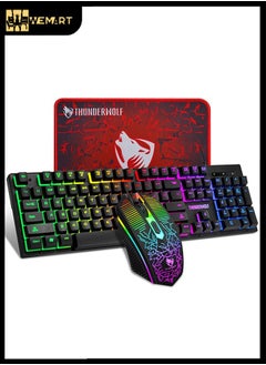 Buy 3-in-1 Esports Keyboard And Mouse Set With Mouse Pad, Black in Saudi Arabia