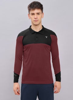 Buy Colorblock Long Sleeves Polo Neck Active T-shirt in Saudi Arabia