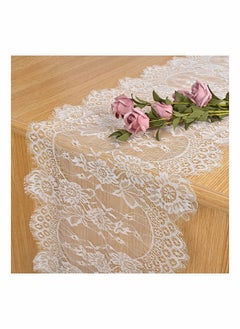 Buy 1 Pack Lace Table Runner White Vintage Lace Fabric Table Runner for Wedding Reception Table Overlay Floral Lace Rose Embroidered Table Runner Classy for Rustic Boho Bridal Decor (36*300 cm) in UAE