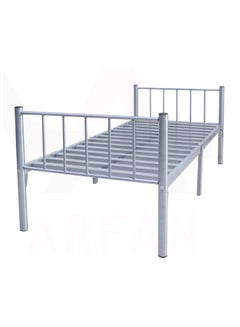 Buy AFT Single Sturdy Steel Bed Silver in UAE