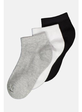 Buy Toddlers Boy 3 Pair Textured Socks, Black/Grey Combo in UAE