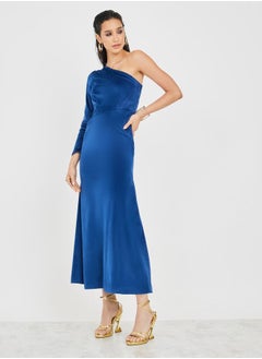 Buy Velvet One Shoulder Sleeve Mermaid Maxi Dress in Saudi Arabia