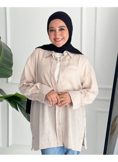 اشتري Button Style Shirt Beige For Women في مصر