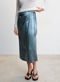 Buy Front Slit Tie Detail Skirt in UAE