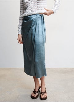 Buy Front Slit Tie Detail Skirt in UAE