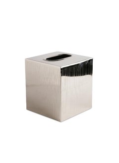 اشتري Meteor Metal Tissue Box Cover 12.5X12.5X14Cm - Silver في الامارات