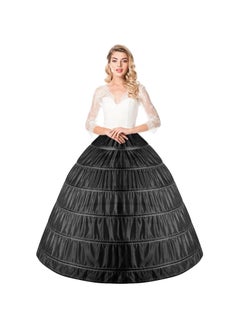 اشتري Long Black Petticoats for Women, A-line 6 Hoop Underskirt Super Puffy, Adjustable Petticoat Slip Floor Length Underskirt for Wedding Ball Quinceanera Dress, Skirt Length 105cm في السعودية