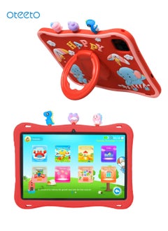 اشتري Oteeto TAB 10 Kids Tablet/10.1 Inch IPS/Octa Core 1.8 GHz Processor/6GB RAM + 128GB ROM/5MP Front + 8 MP Rear Camera/Single SIM 4G Network/8000 mAh/Android 13/Includes Sticker, Little Doll 5 pcs في الامارات